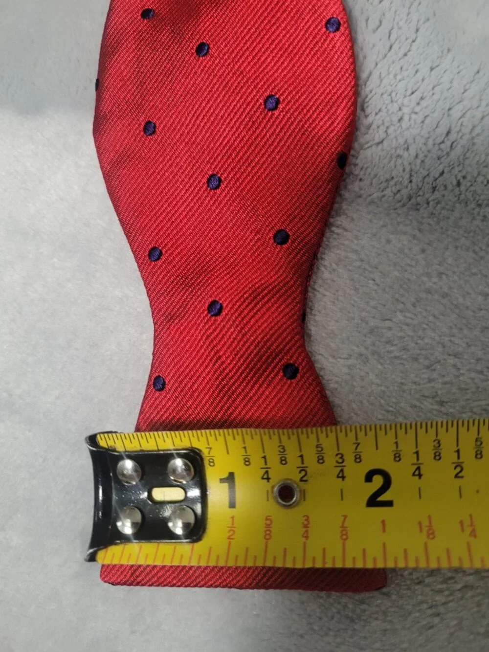 Brooks Brothers Red With Navy Polka Dot Design Self Tie Bow Tie Silk Classic